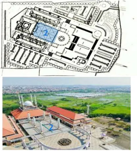 Gambar 3.  Ilustrasi Area Zona 2 (Hall berpayung hirdrolis) Masjid Agung Jawa Tengah. 