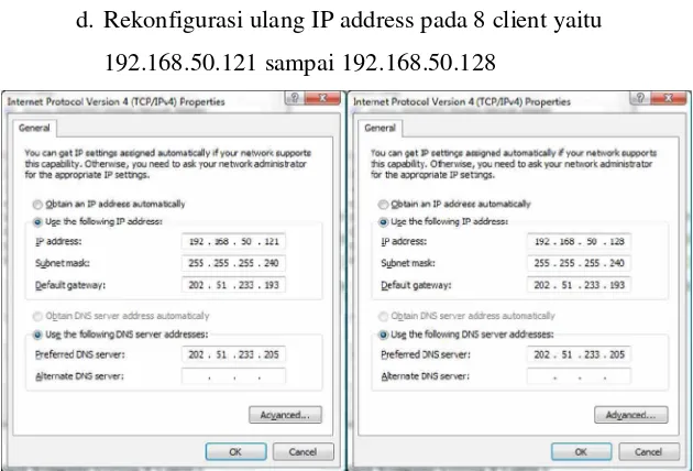Gambar 3.15 Setting IP address client Gedung B Lantai 1