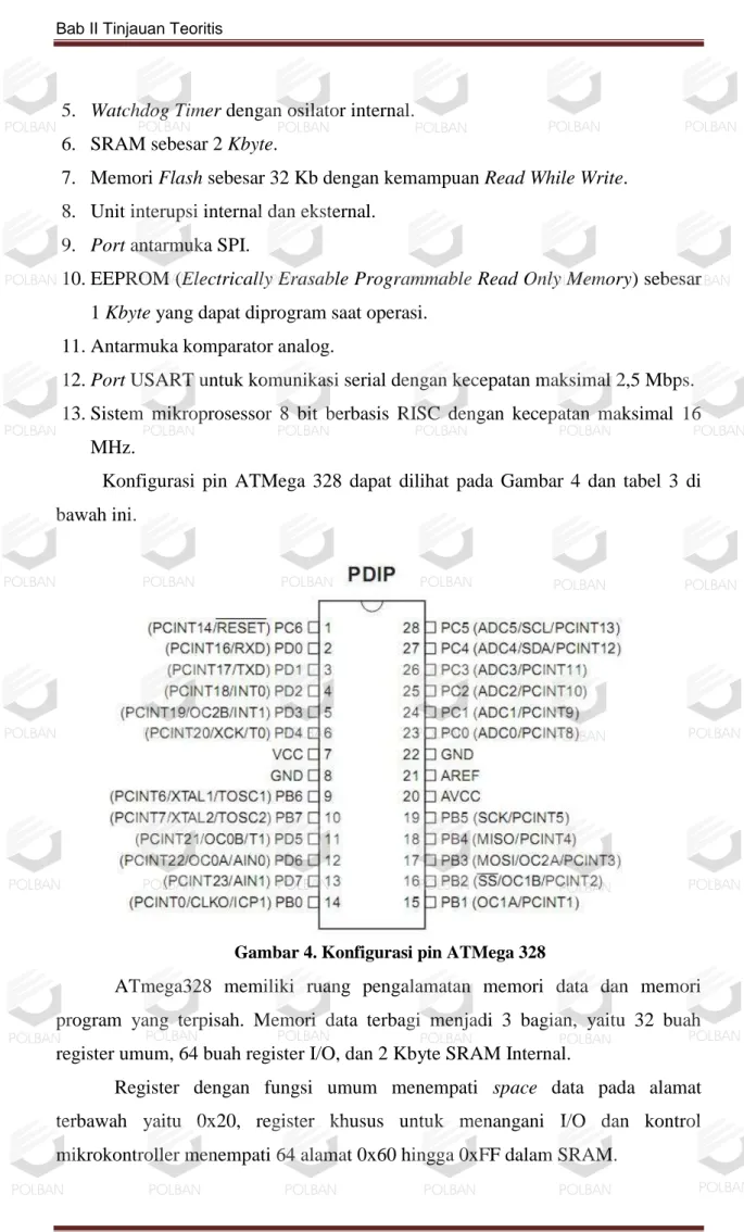 Gambar 4. Konfigurasi pin ATMega 328          