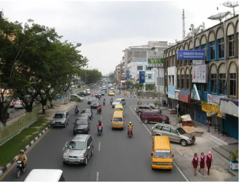 Gambar 27.3. Pusat kota Pekan Baru: Seperti pada umumnya kota- kota-kota di Indonesia, permasalahan iklim tidak banyak menjadi 