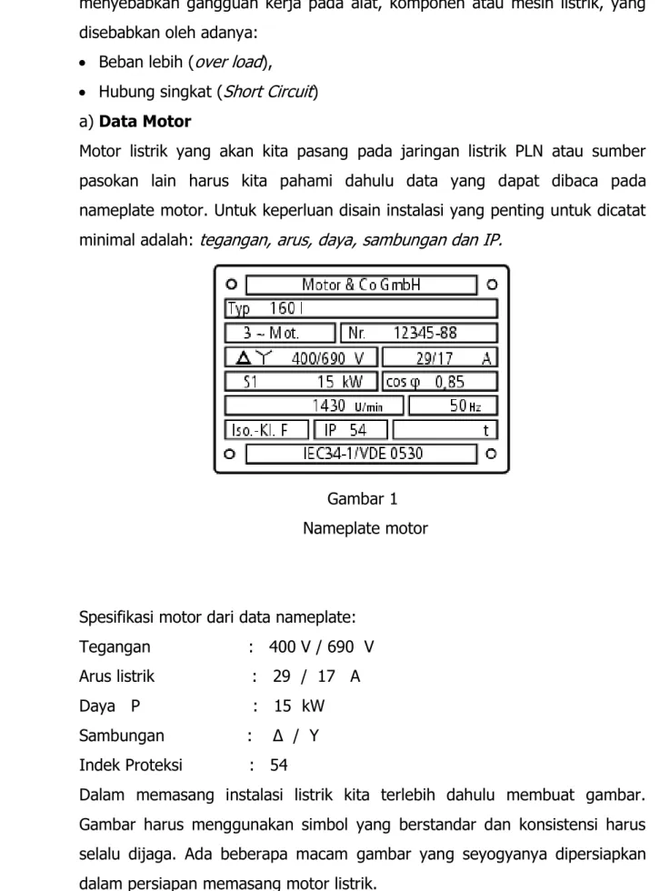 Gambar 1   Nameplate motor 