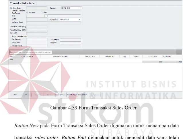 Gambar 4.39 Form Transaksi Sales Order 
