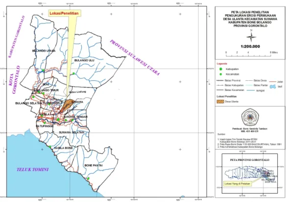 Gambar 1: Peta Lokasi Penelitian Desa Ulanta Kecamatan Suwawa Kabupaten  Bone Bolango Provinsi Gorontalo