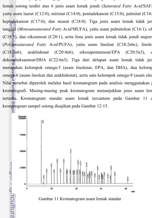 Gambar 11 Kromatogram asam lemak standar 