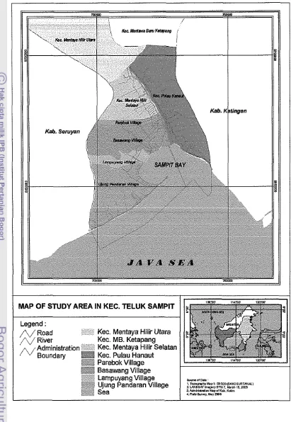 Figure 2. Map of study area in Kecamatan Teluk Sampit 