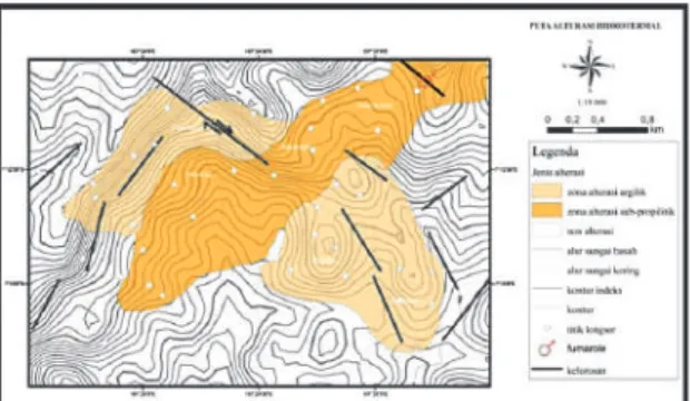 Gambar 7.  Peta alterasi hidrotermal daerah penelitian