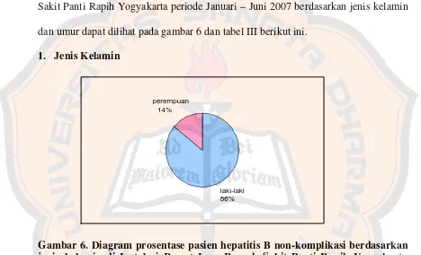 Gambar 6. Diagram prosentase pasien hepatitis B non-komplikasi berdasarkan 