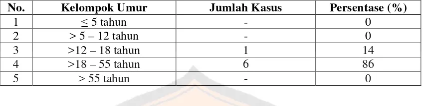 Tabel III. Distribusi pasien hepatitis B non-komplikasi berdasarkan kelompok umur di Instalasi Rawat Inap Rumah Sakit Panti Rapih Yogyakarta periode Januari – Juni 2007 