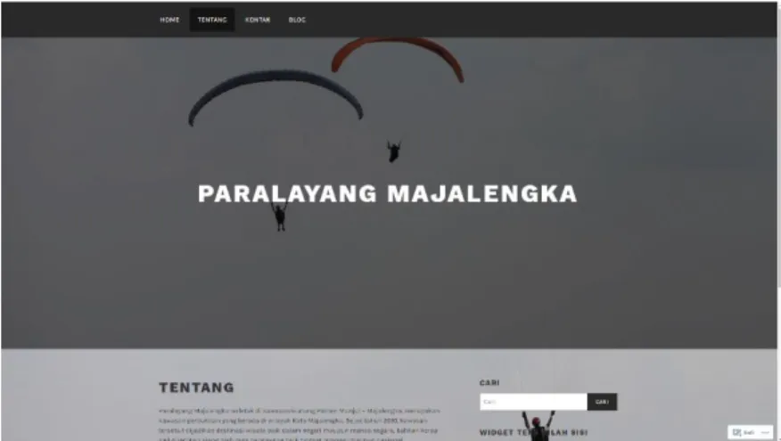 Gambar 2.15. Website Paralayang Gunung Panten Majalengka  Sumber : https://paralayangmajalengka.wordpress.com/tentang/ 