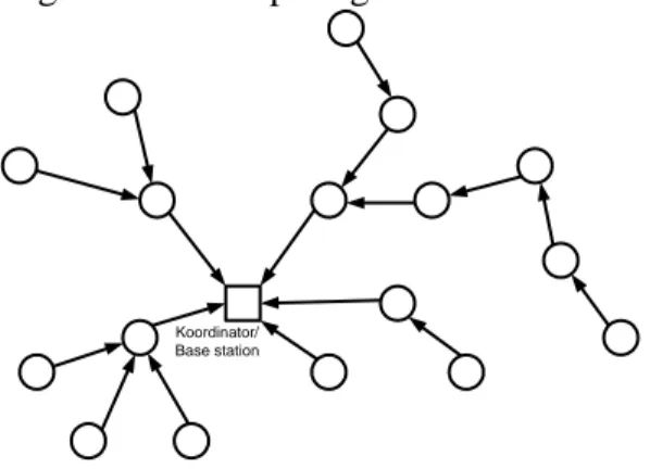 Gambar 1 Struktur umum jaringan  sensor nirkabel (JSN) 