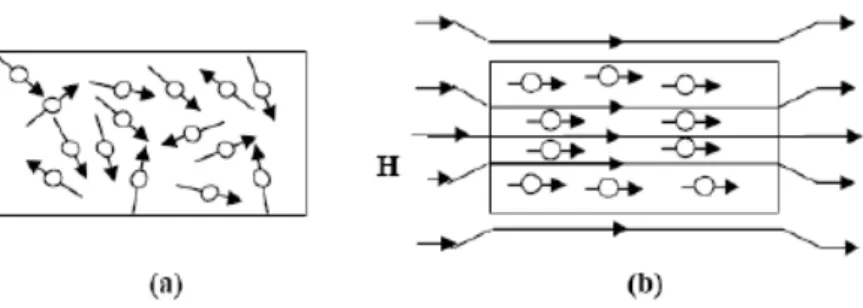 Diagram histeresis di  atas menunjukkan kurva histeresis untuk material  magnetik  lunak pada gambar (a) dan material magnetik  keras pada gambar (b)
