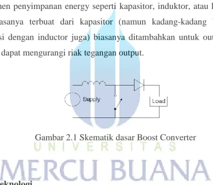 Gambar 2.1 Skematik dasar Boost Converter 