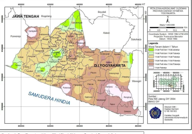 Gambar 1. Peta Zona Agroklimat Klasifikasi Oldeman Provinsi Daearah Istimewa 8 