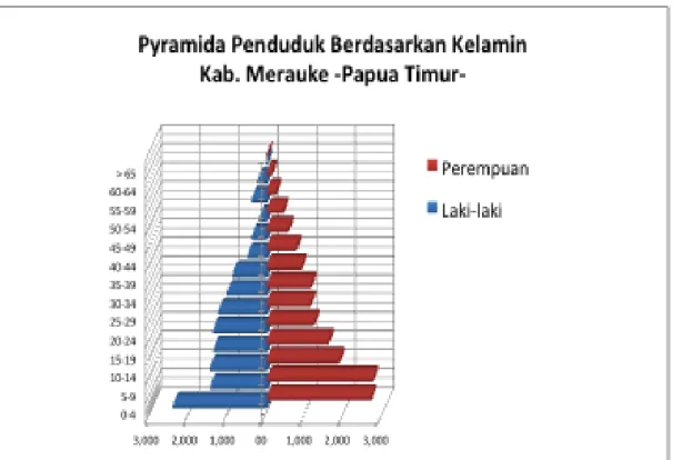 Tabel 3:Pyramida Penduduk Berdasarkan Kelamin di Kabupaten Merauke, Papua Timur 