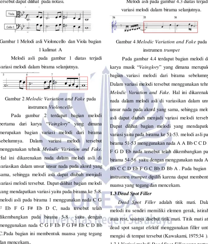 Gambar 1 Melodi  asli Violoncello  dan Viola bagian  1 kalimat  A 