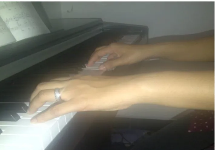 Gambar 2. Posisi pergelangan tangan saat bermain piano  (Hya Shinta 2012) 