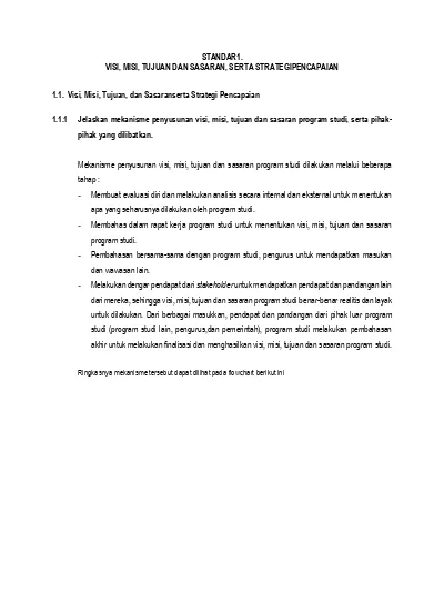 STANDAR1. VISI, MISI, TUJUAN DAN SASARAN, SERTA STRATEGIPENCAPAIAN