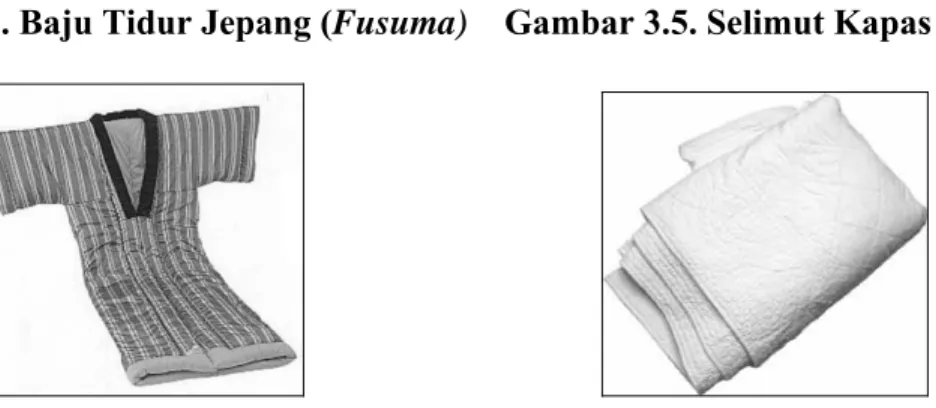 Gambar 3.4. Baju Tidur Jepang (Fusuma)    Gambar 3.5. Selimut Kapas (Fusuma) 