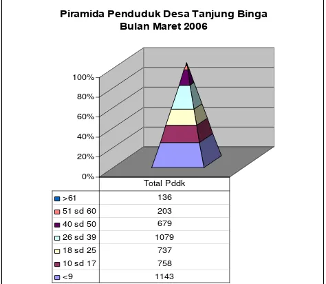 Gambar 3. Piramida Penduduk Desa Tanjung Binga  