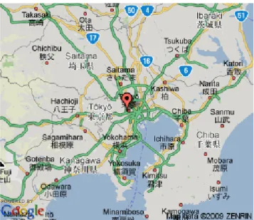 Gambar 3 Peta Lokasi Pengamatan di Kota Tokyo dan Sekitarnya  (Sumber: Google Map, 2009) 