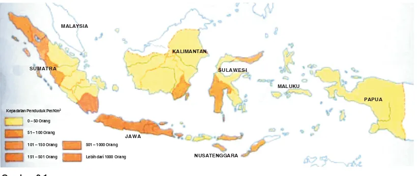 Tabel 2.2  Penyebaran Penduduk Indonesia per Pulau