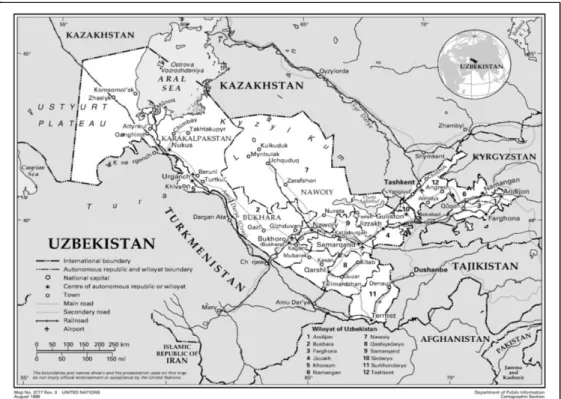 Gambar 2.2 Peta Uzbekistan 