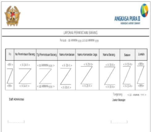 Gambar 15: Rancangan Laporan Permintaan Barang