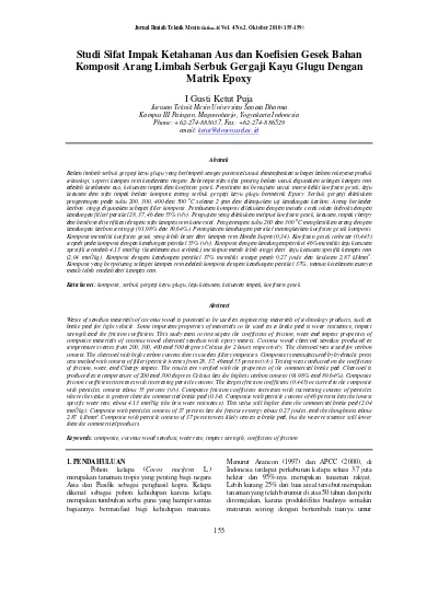 Studi Sifat Impak Ketahanan Aus Dan Koefisien Gesek Bahan Komposit ...