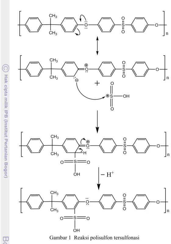 Gambar 1  Reaksi polisulfon tersulfonasi 