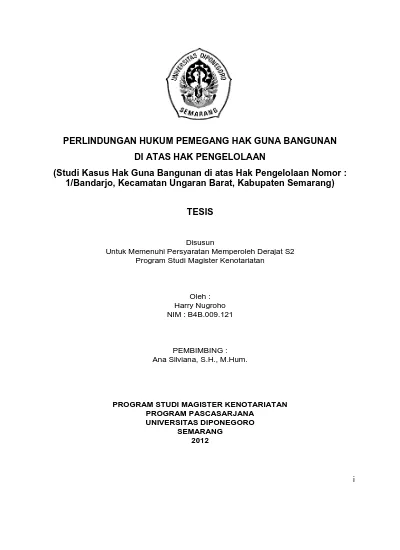 TESIS. Disusun Untuk Memenuhi Persyaratan Memperoleh Derajat S2 Program ...