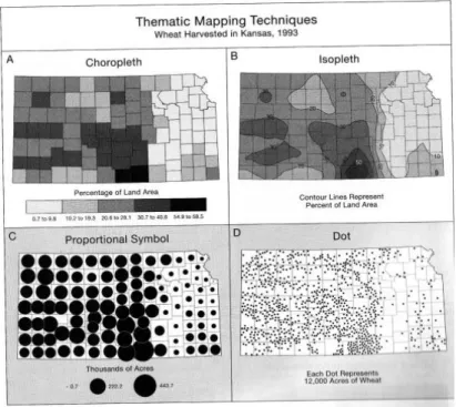 Gambar I. 3 Teknik Visualisasi Pemetaan Tematik (sumber: Harvested, 1993) 
