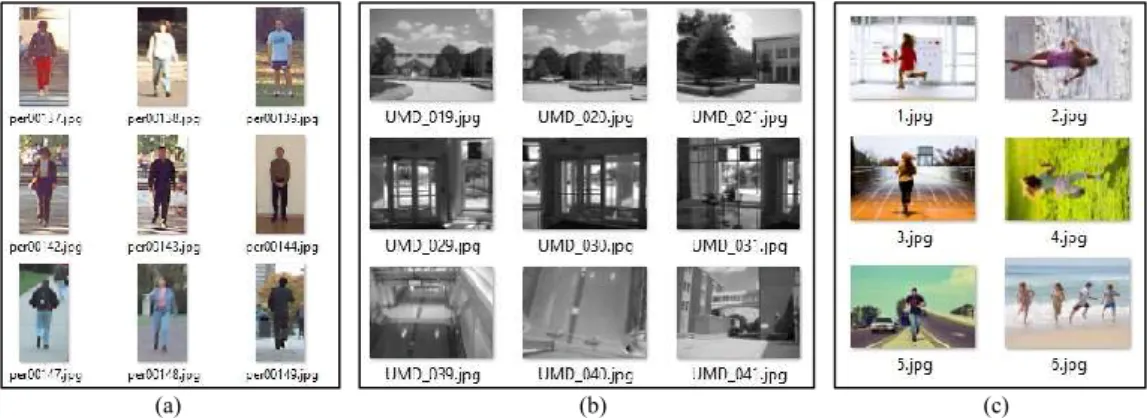 Gambar 1. Beberapa dataset yang digunakan. (a) dataset positif; (b) dataset negatif; (c) dataset untuk pengujian