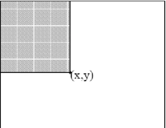 Gambar 2.2 Nilai dari integral image pada titik(x,y) adalah jumlah dari semua pixel dari  atas sampai kiri 