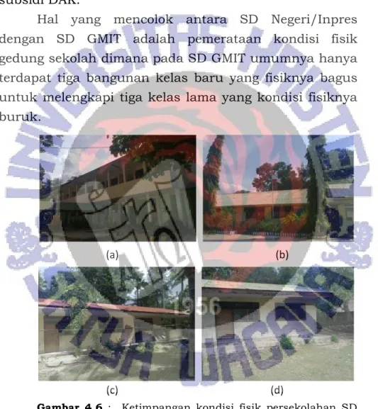Gambar  4.6  :    Ketimpangan  kondisi  fisik  persekolahan  SD  Negeri/Inpres dengan SD GMIT di Rote Ndao