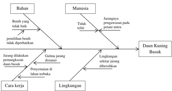 Gambar 4. Fishbone Diagram daun kuning busuk, CV. Tani Organik Merapi. 