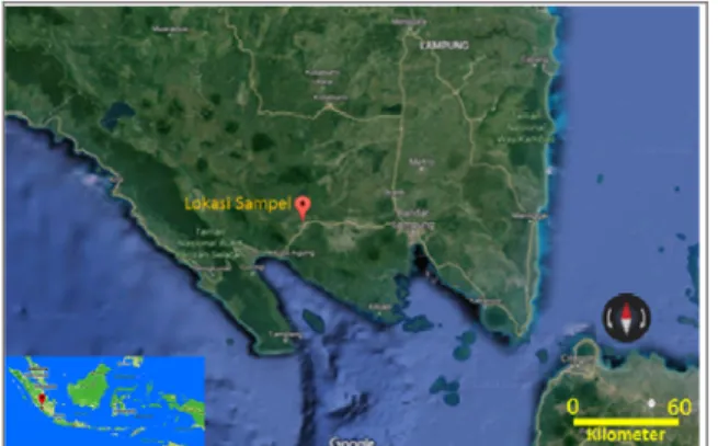 Gambar 1.  Lokasi pengambilan sampel di Talang  Padang (Google Earth, 2017) 