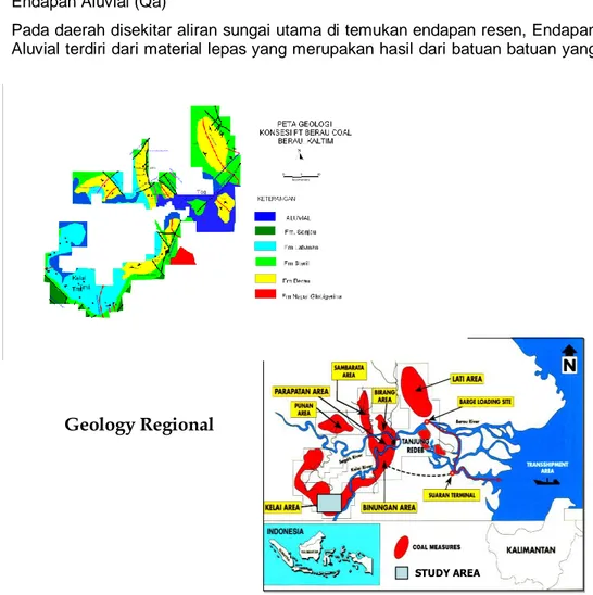 Gambar 2. Peta geologi regional dan daerah penelitian Geology Regional