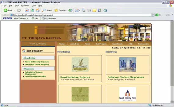 Gambar 10. Halaman Property Website PT. Tridjaya Kartika 