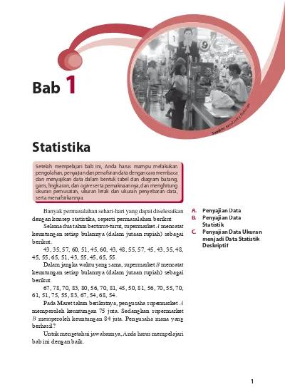 Bab 1. Statistika. A. Penyajian Data B. Penyajian Data Statistik C ...