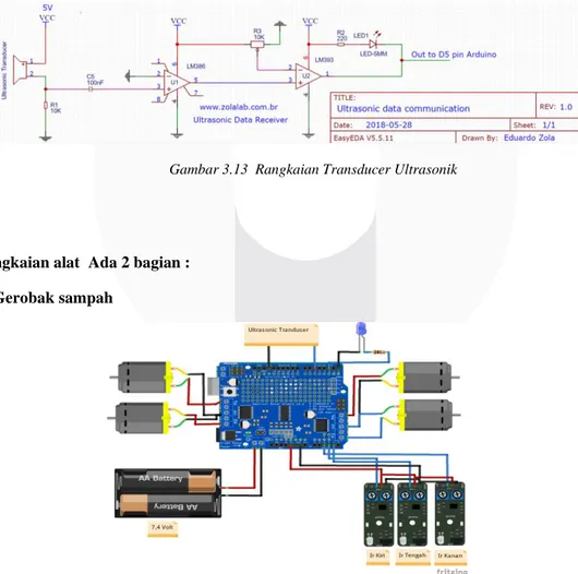 Gambar 3.13  Rangkaian Transducer Ultrasonik   