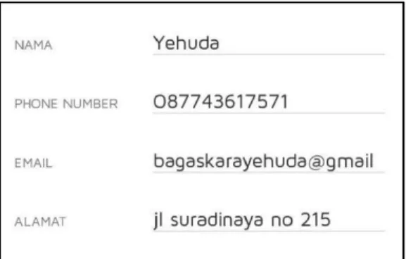 Gambar diatas adalah contoh data input program berupa data menu yang dipilih konsumen melalui  aplikasi Android