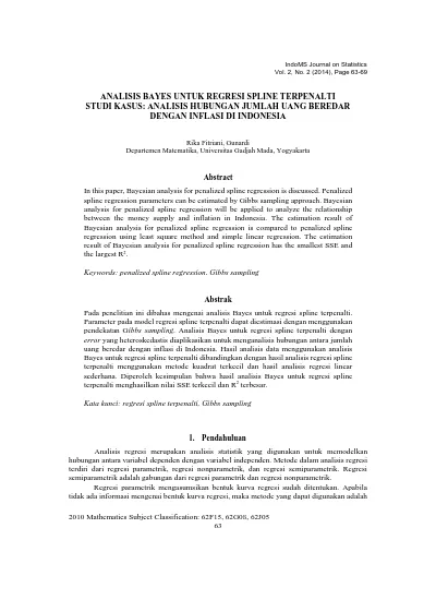 Analisis Bayes Untuk Regresi Spline Terpenalti Studi Kasus Analisis