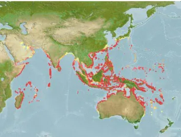 Gambar  3.  Distribusi  Ikan  Selar  Kuning  Kuning  (Selaroides  leptolepis)                        (www.fishbase.org)