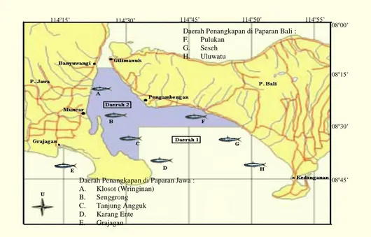 Gambar 1.  Lokasi penelitian analisis efisiensi teknis usaha penangkapan ikan lemuru