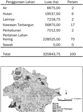 Gambar 4.  Penggunaan lahan Kabupaten  Bandung  hasil simulasi untuk tahun 2023 