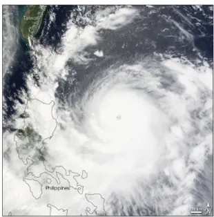 Gambar 1.1. Super siklon “Sepat” yang berhasil terekam dari data satelit pada tanggal 16 Agustus 2007  (sumber:http://earthobservatory.nasa.gov/) 