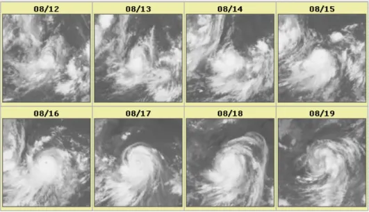 Gambar 3.5. Siklo-genesis dari super siklon “Sepat” yang terekam dari data satelit  (sumber:http://agora.ex.nii.ac.jp/digital-typhoon/) 