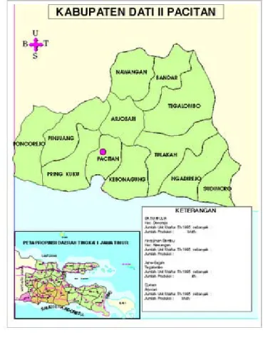 Gambar 2.1   Peta administratif Kabupaten Pacitan 