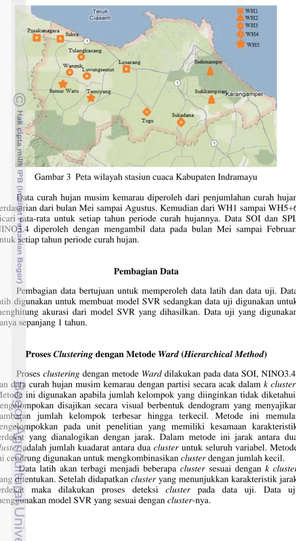 Gambar 3  Peta wilayah stasiun cuaca Kabupaten Indramayu 