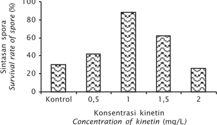 Gambar 3. Konsentrasi kinetin pada media kultur spora G. verrucosa Figure 3. Concentration of kinetin in culture media of G